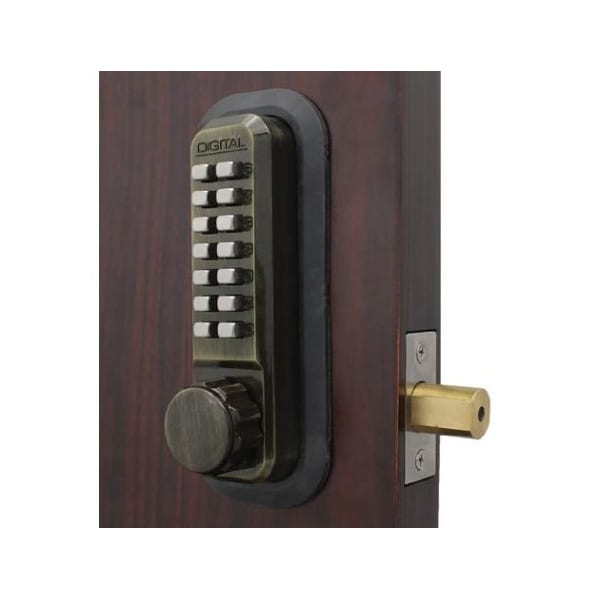 Lockey Mechanical Keyless Combination Deadbolt Lock Double Combination Antique Brass 2210DC-AB - main
